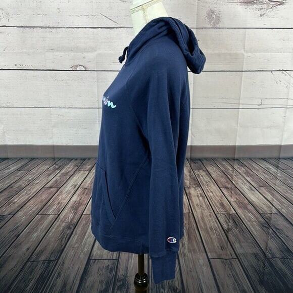Champion Sweatshirt Womens Large Navy Long Sleeve Hoodie Pull Over - Picture 4 of 9